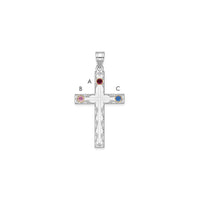 Sterling Silver Rh-plt/14k Bezel Crystal Family Cross Pendant