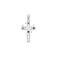 Sterling Silver Rh-plt Crystal Family Cross Pendant