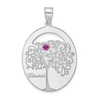SSilver/Rhod-plated 1 Birthstone w/SSilver Bezel Family Pendant