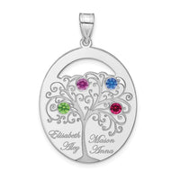SSilver/Rhod-plated 4 Birthstone w/SSilver Bezel Family Pendant