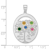 Sterling Silver/Rhod-plated 5 Birthstone w/ 14k Bezel Family Pendant