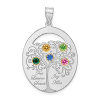 Sterling Silver/Rhod-plated 5 Birthstone w/ 14k Bezel Family Pendant
