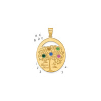 SSilver/Gold-plated 5 Birthstone w/SSilver Bezel Family Pendant