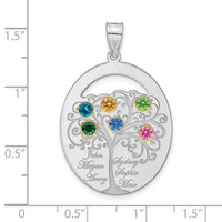 Sterling Silver/Rhod-plated 6 Birthstone w/ 14k Bezel Family Pendant