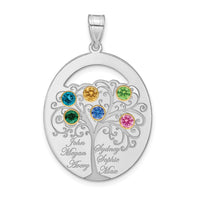 Sterling Silver/Rhod-plated 6 Birthstone w/ 14k Bezel Family Pendant