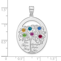 SSilver/Rhod-plated 6 Birthstone w/SSilver Bezel Family Pendant