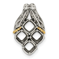 Sterling Silver Antiqued w/14k 4-stone Mother's Pendant Mounting