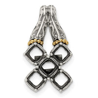 Sterling Silver Antiqued w/14k 5-stone Mother's Pendant Mounting