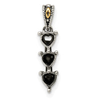 Sterling Silver Antiqued w/14k 3-stone Mother's Pendant Mounting
