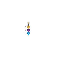 Sterling Silver Antiqued w/14k 3-stone Mother's Pendant Mounting