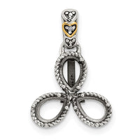 Sterling Silver Antiqued w/14k 3-stone w/Diamond Mother's Pendant