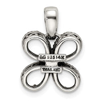 Sterling Silver Antiqued w/14k 4-stone w/Diamond Mother's Pendant