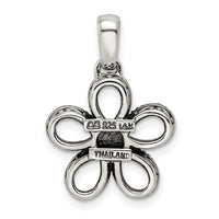 Sterling Silver Antiqued w/14k 5-stone w/Diamond Mother's Pendant