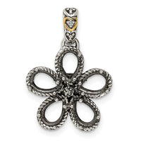 Sterling Silver Antiqued w/14k 5-stone w/Diamond Mothers Pendant Semi-Mount