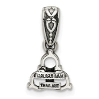 Sterling Silver Antiqued w/14k 3-stone w/Diamond Mothers Pendant Semi-Mount