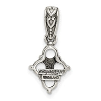 Sterling Silver Antiqued w/14k 4-stone w/Diamond Mother's Pendant