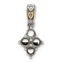 Sterling Silver Antiqued w/14k 4-stone w/Diamond Mother's Pendant