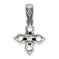 Sterling Silver Antiqued w/14k 5-stone w/Diamond Mother's Pendant
