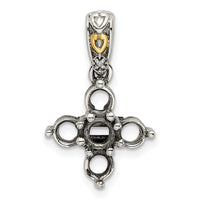 Sterling Silver Antiqued w/14k 5-stone w/Diamond Mother's Pendant