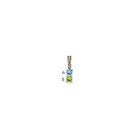 Sterling Silver Antiqued w/14k 2-stone w/Diamond Mother's Pendant