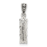 Sterling Silver Antiqued w/14k 3-stone w/Diamond Mother's Pendant