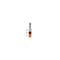 Sterling Silver Antiqued w/14k 3-stone w/Diamond Mother's Pendant