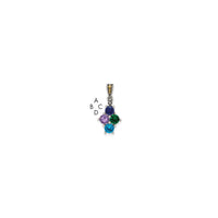 Sterling Silver Antiqued w/14k 4-stone w/Diamond Mothers Pendant Semi-Mount