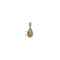 Sterling Silver Antiqued w/14k 2-stone w/Diamond Mother's Pendant