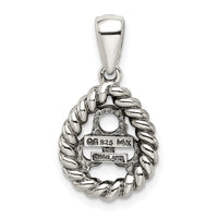 Sterling Silver Antiqued w/14k 3-stone w/Diamond Mothers Pendant Semi-Mount