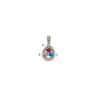 Sterling Silver Antiqued w/14k 3-stone w/Diamond Mothers Pendant Semi-Mount