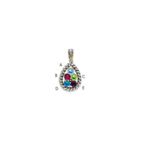 Sterling Silver Antiqued w/14k 5-stone w/Diamond Mothers Pendant Semi-Mount
