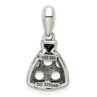 Sterling Silver Antiqued w/14k 3-stone w/Diamond Mothers Pendant Semi-Mount