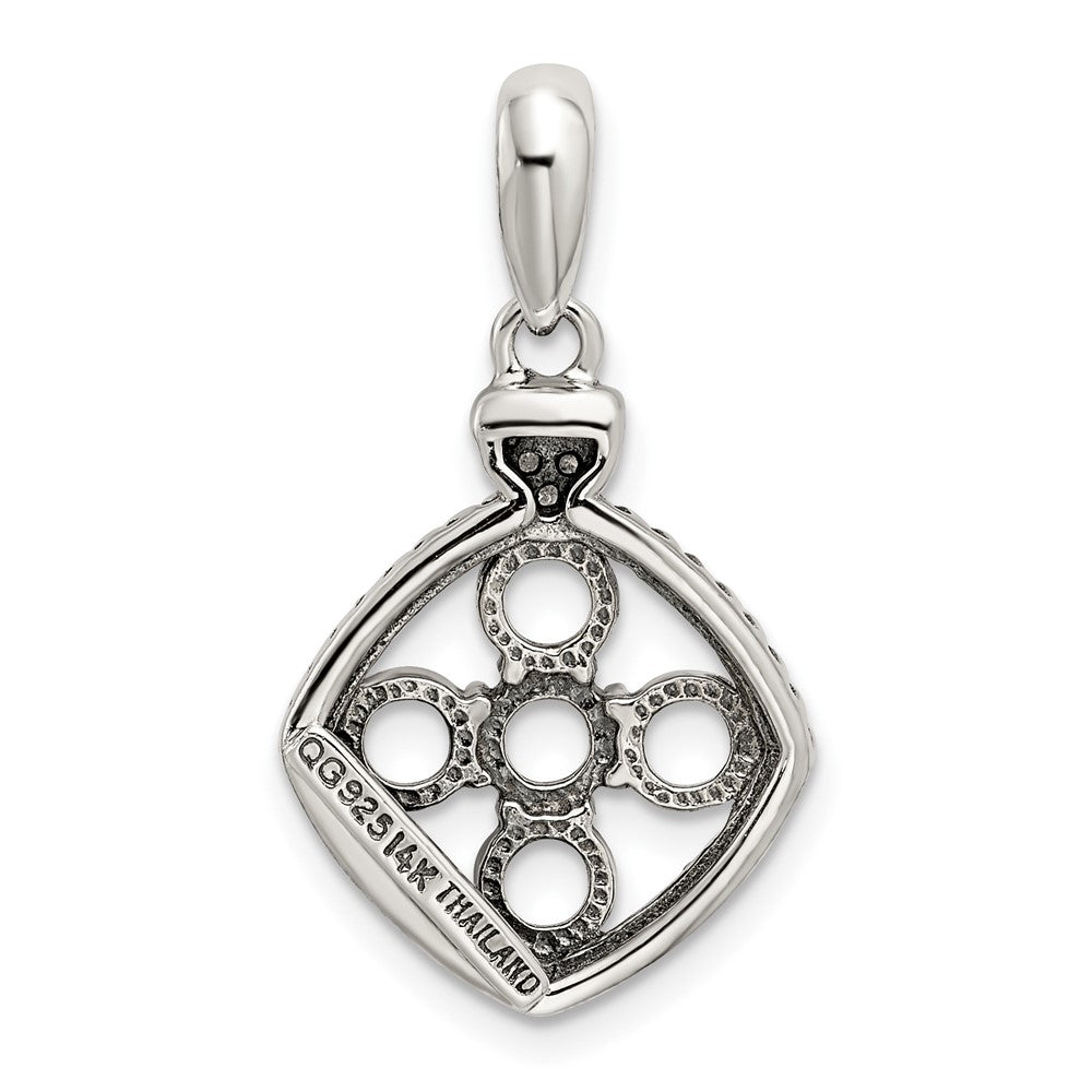 Sterling Silver Antiqued w/14k 5-stone w/Diamond Mothers Pendant Semi-Mount