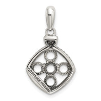 Sterling Silver Antiqued w/14k 5-stone w/Diamond Mothers Pendant Semi-Mount