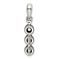 Sterling Silver Antiqued w/14k 3-stone w/Diamond Mothers Pendant Semi-Mount