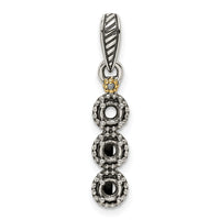 Sterling Silver Antiqued w/14k 3-stone w/Diamond Mothers Pendant Semi-Mount