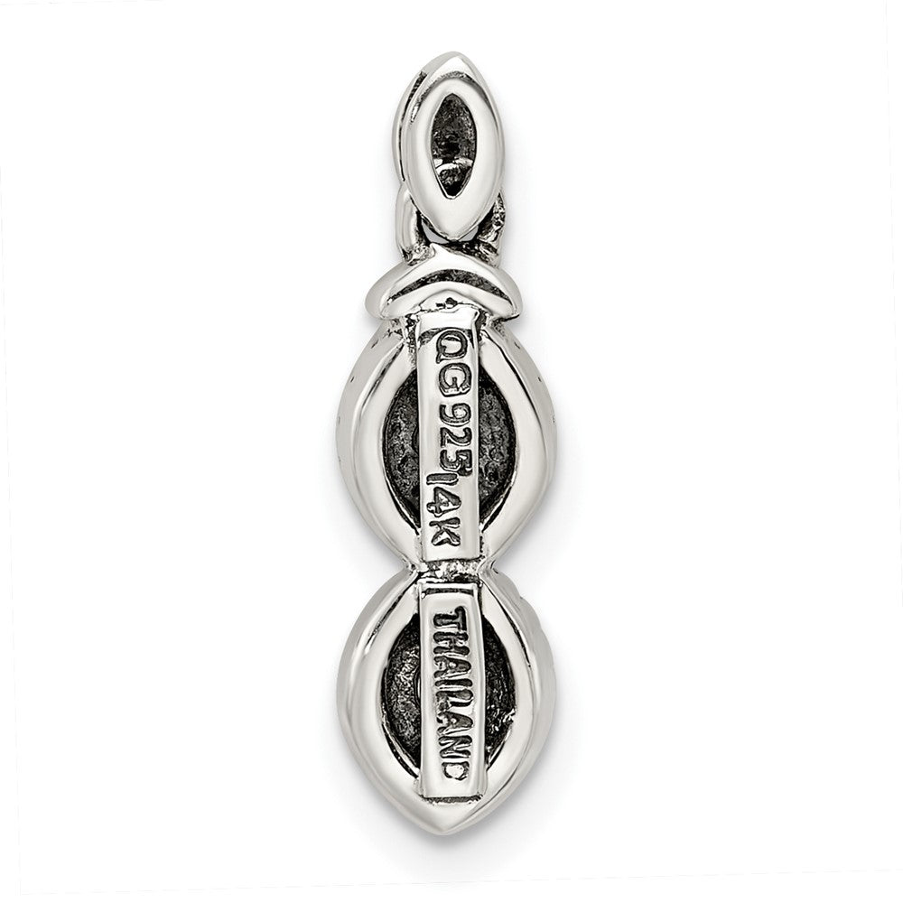 Sterling Silver Antiqued w/14k 2-stone w/Diamond Mother's Pendant