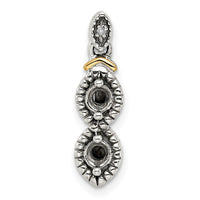 Sterling Silver Antiqued w/14k 2-stone w/Diamond Mother's Pendant