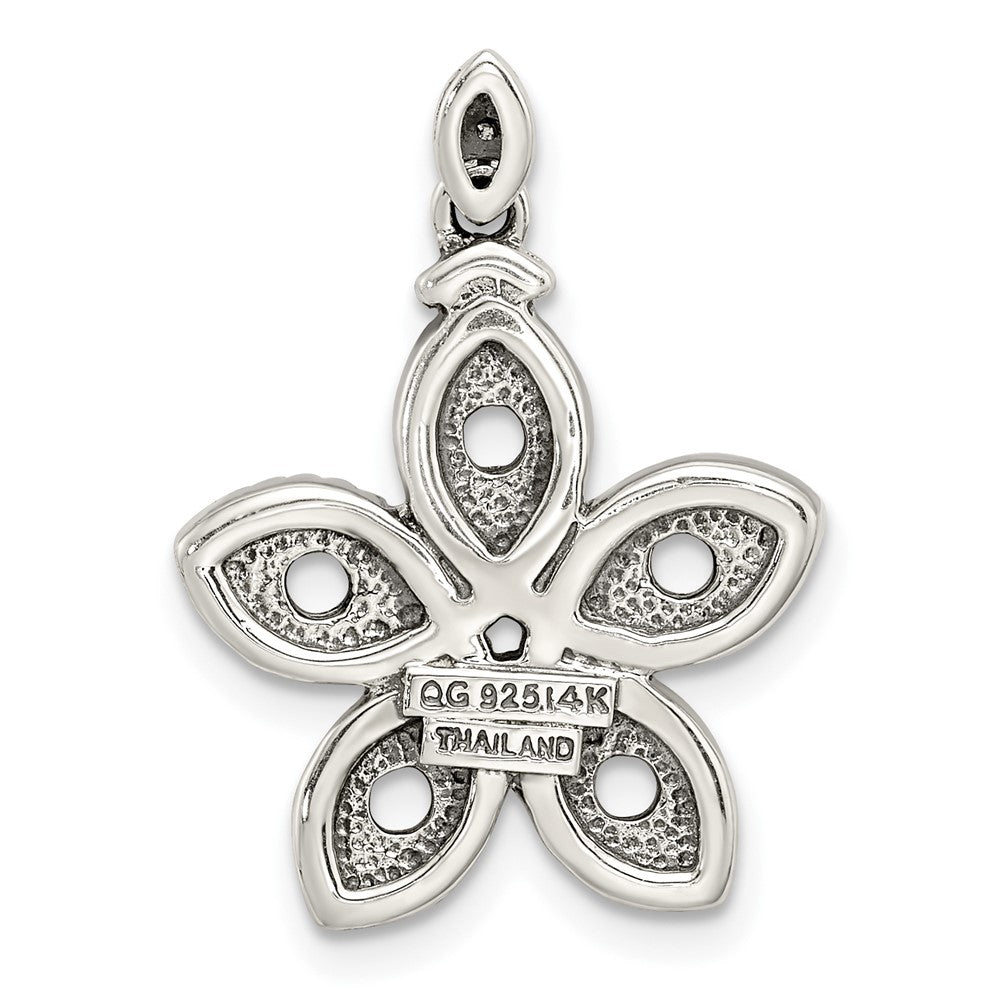 Sterling Silver Antiqued w/14k 5-stone w/Diamond Mother's Pendant