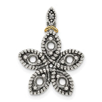 Sterling Silver Antiqued w/14k 5-stone w/Diamond Mother's Pendant