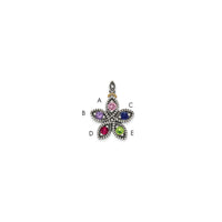 Sterling Silver Antiqued w/14k 5-stone w/Diamond Mother's Pendant