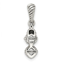 Sterling Silver Antiqued w/14k 2-stone w/Diamond Mother's Pendant