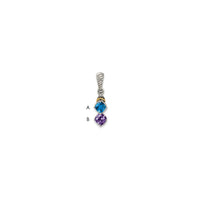 Sterling Silver Antiqued w/14k 2-stone w/Diamond Mothers Pendant Semi-Mount