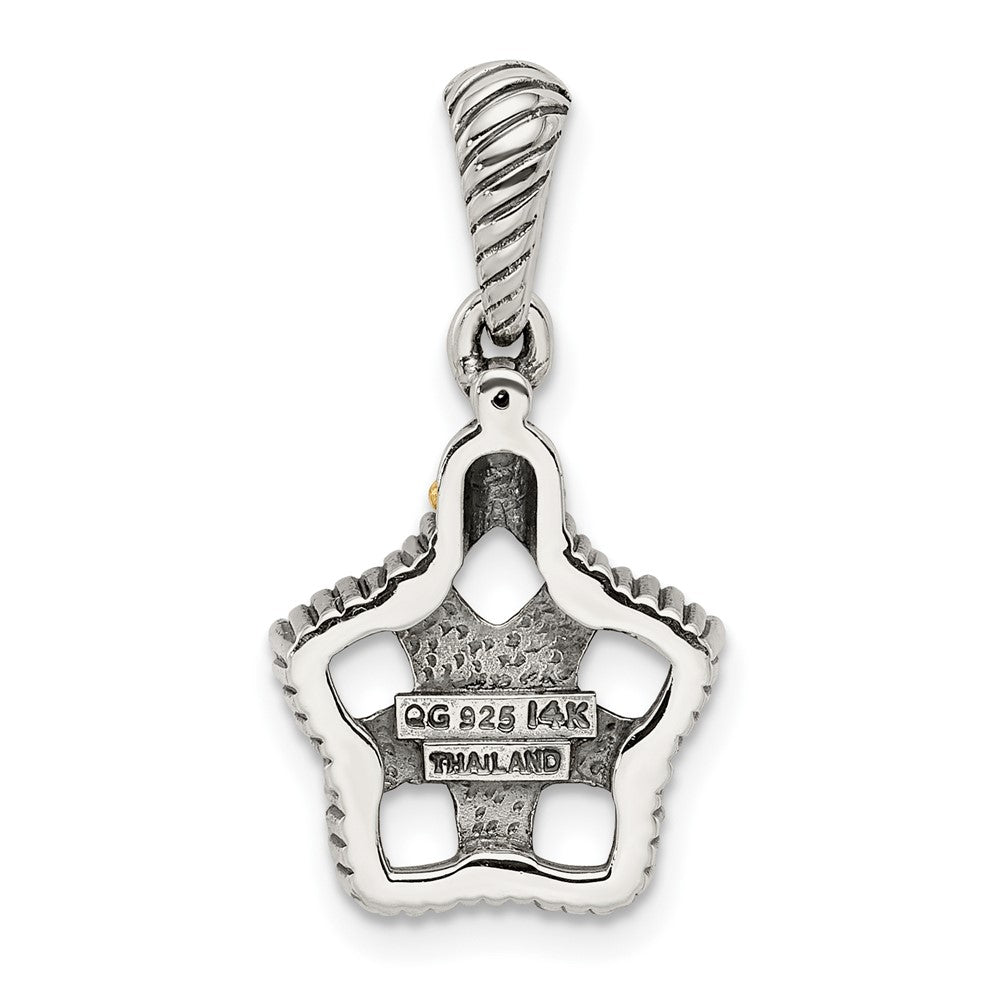 Sterling Silver Antiqued w/14k 5-stone w/Diamond Mother's Pendant