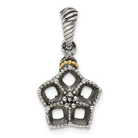 Sterling Silver Antiqued w/14k 5-stone w/Diamond Mother's Pendant