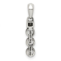 Sterling Silver Antiqued w/14k 3-stone w/Diamond Mothers Pendant Semi-Mount