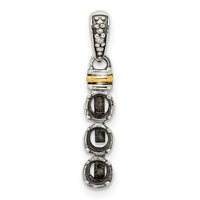 Sterling Silver Antiqued w/14k 3-stone w/Diamond Mother's Pendant