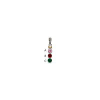 Sterling Silver Antiqued w/14k 3-stone w/Diamond Mother's Pendant