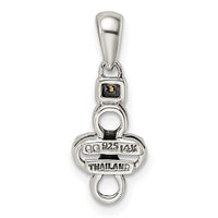 Sterling Silver Antiqued w/14k 4-stone w/Diamond Mothers Pendant Semi-Mount