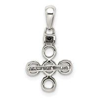 Sterling Silver Antiqued w/14k 5-stone w/Diamond Mother's Pendant